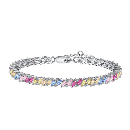 [Regal Gem Jewelry]Ornate Sparkling Multi Cut Party Bracelet