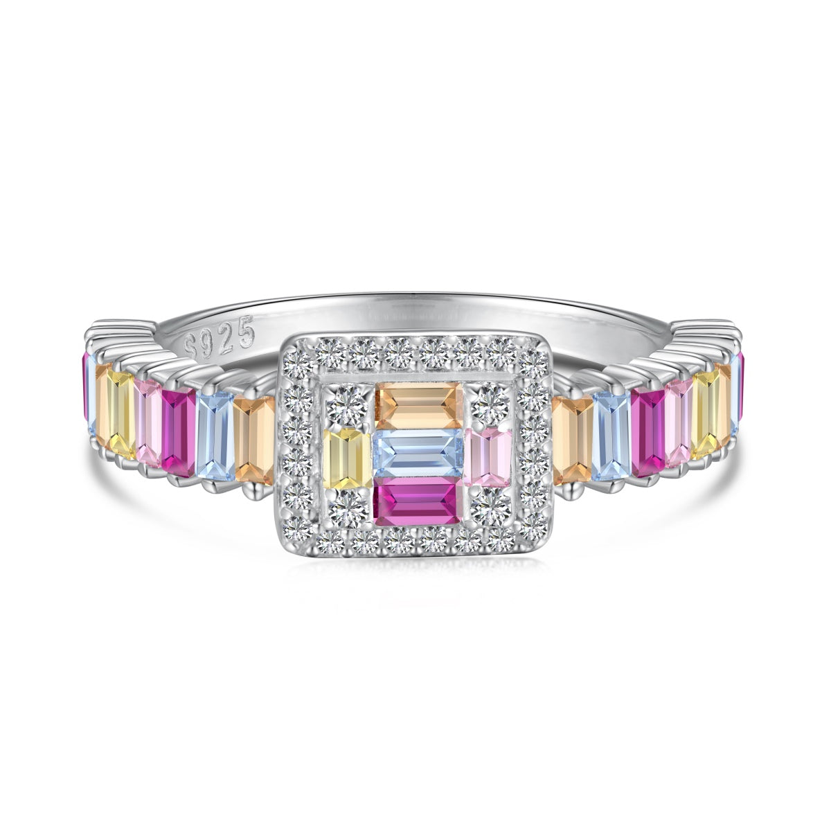 [Regal Gem Jewelry]Exquisite Colorful Radiant Cut Party Ring