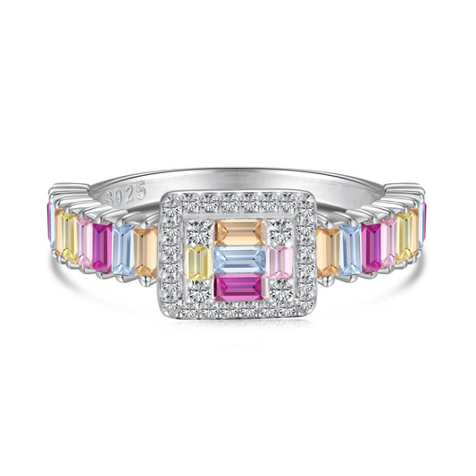 [Regal Gem Jewelry]Exquisite Colorful Radiant Cut Party Ring