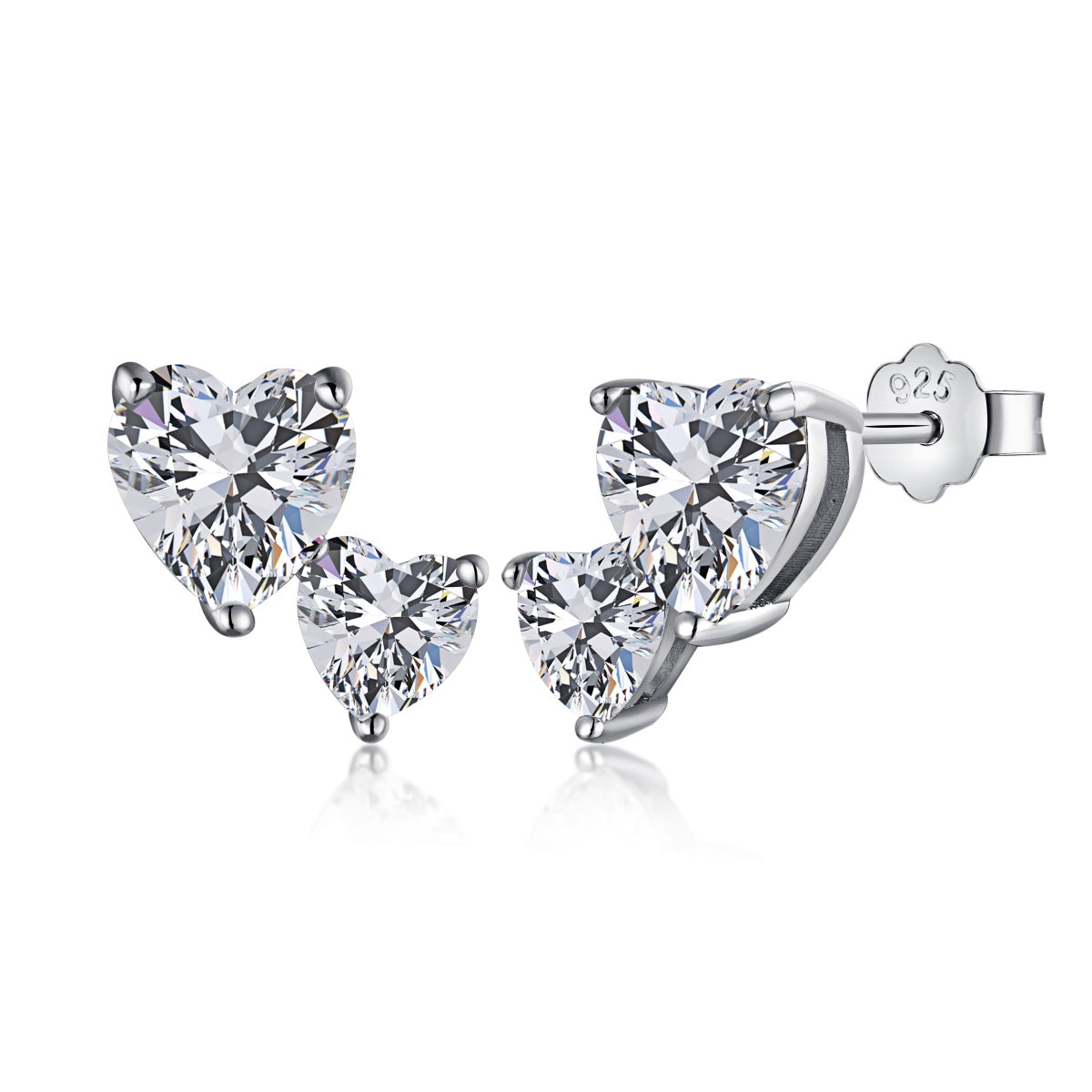 [Regal Gem Jewelry]Double Heart-Shape Classic Princess Style Earrings