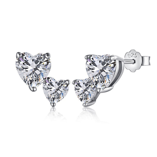 [Regal Gem Jewelry]Double Heart-Shape Classic Princess Style Earrings