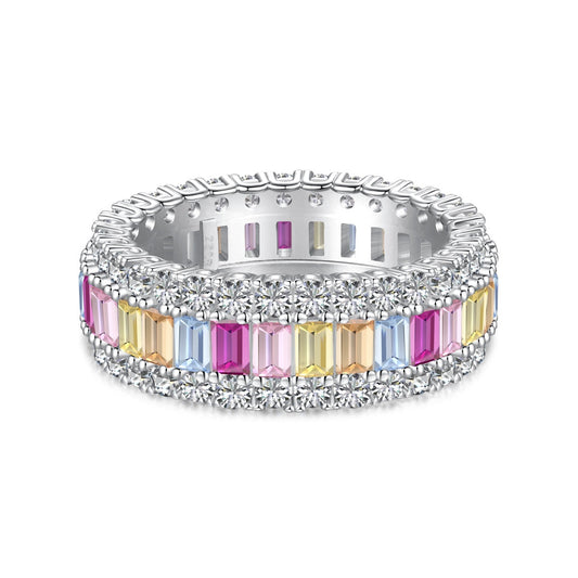 [Regal Gem Jewelry]Dainty Colorful Radiant Cut Daily Ring