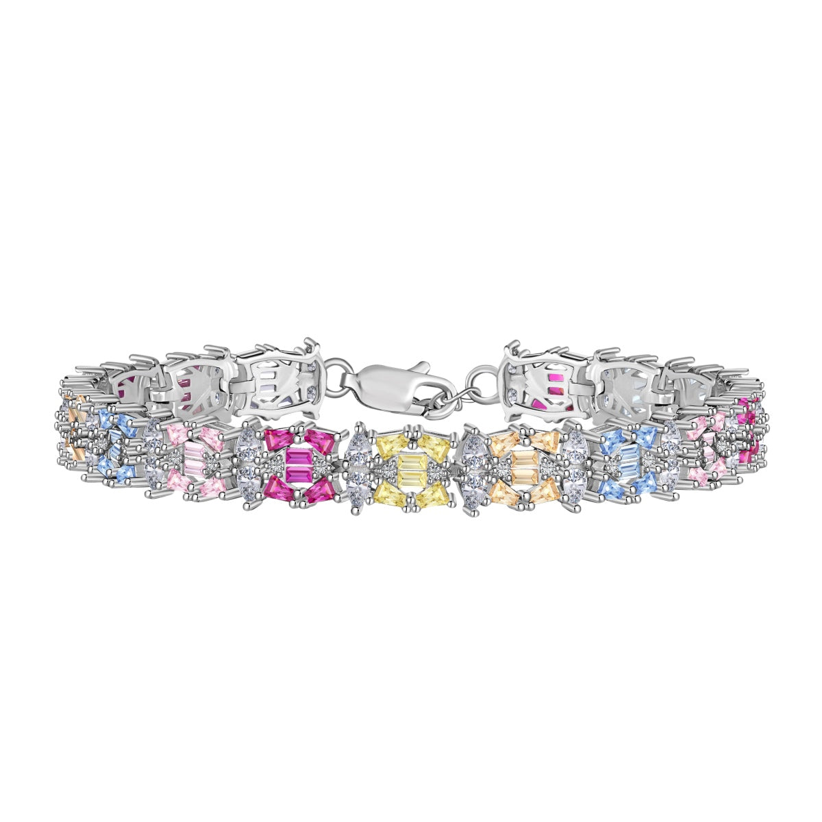 [Regal Gem Jewelry]Delicate Colorful Multi Cut Party Bracelet