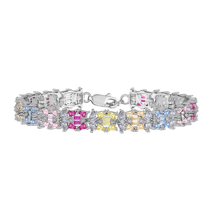 [Regal Gem Jewelry]Delicate Colorful Multi Cut Party Bracelet