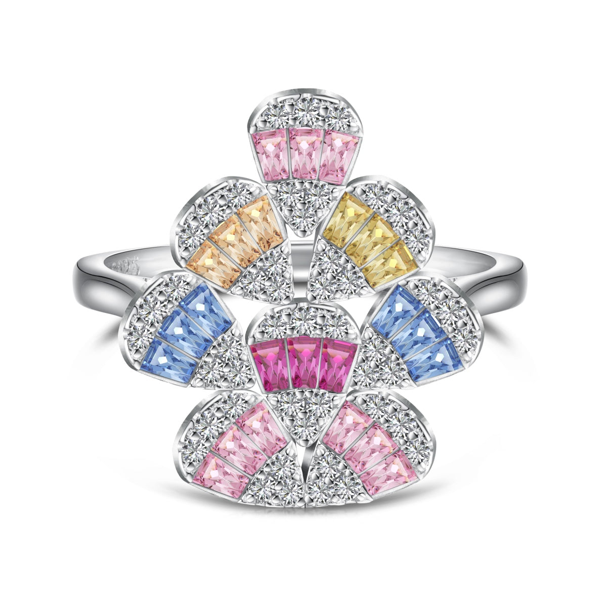 [Regal Gem Jewelry]Sparkling Colorful Water Drop Shape Daily Ring