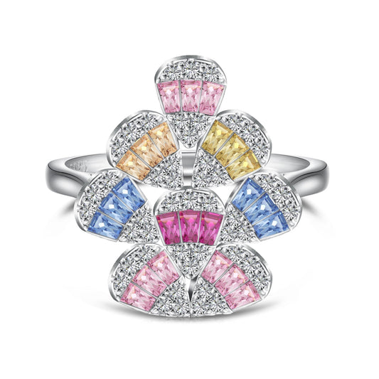 [Regal Gem Jewelry]Sparkling Colorful Water Drop Shape Daily Ring