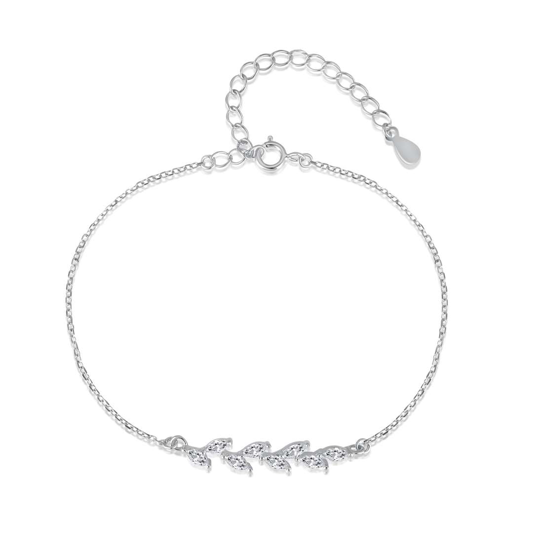 [Regal Gem Jewelry]Elegant Wheat Leaves Shape Bracelet