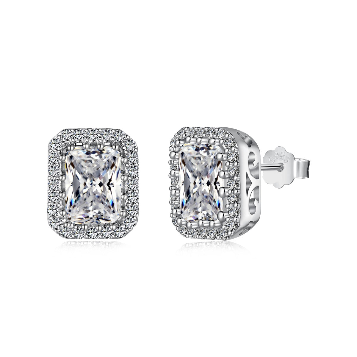 [Regal Gem Jewelry]1.0 Carat Luxurious Dainty Emerald Cut Daily Earrings