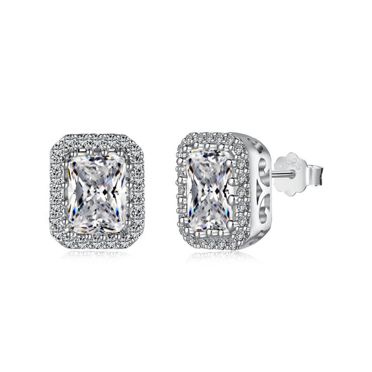 [Regal Gem Jewelry]1.0 Carat Luxurious Dainty Emerald Cut Daily Earrings