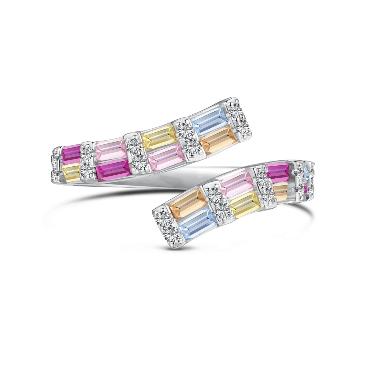 [Regal Gem Jewelry]Charming Colorful Radiant Cut Adjustable Daily Ring