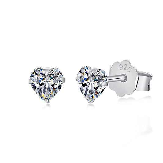 [Regal Gem Jewelry]Sparkling Heart Shaped Simple Earrings