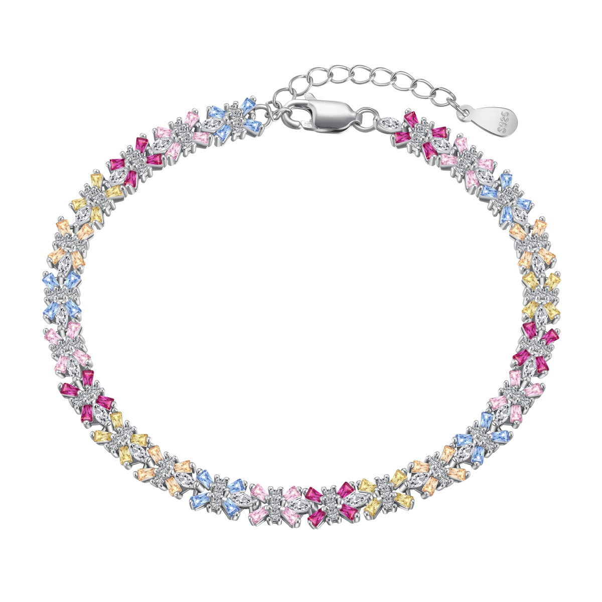 [Regal Gem Jewelry]Radiant Colorful Emerald Cut Party Bracelet