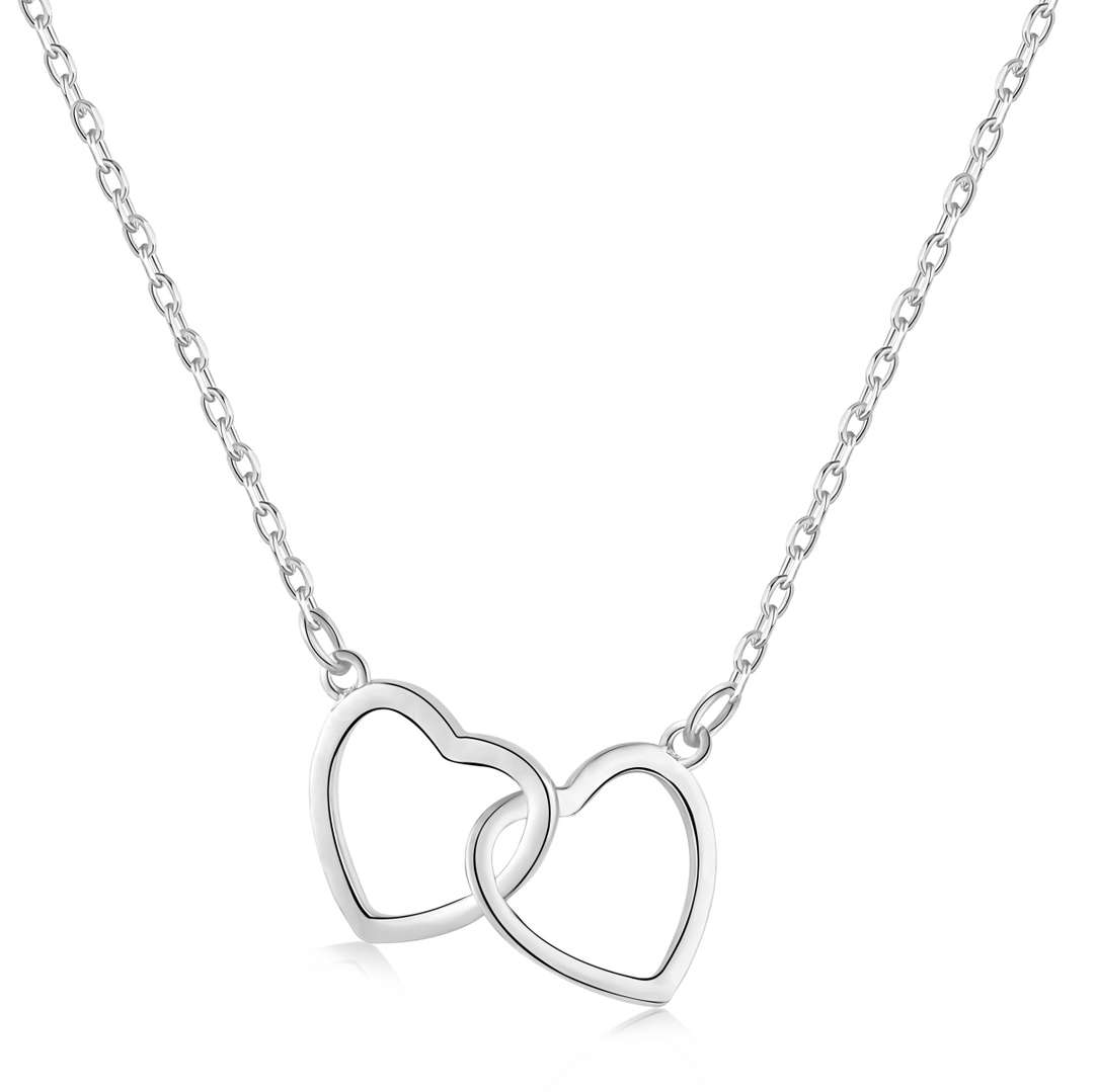 [Regal Gem Jewelry]Sterling Silver Love Double Ring Necklace