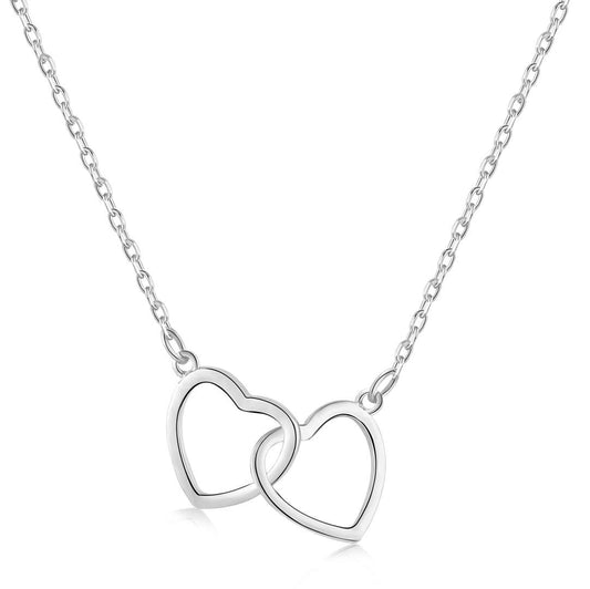 [Regal Gem Jewelry]Sterling Silver Love Double Ring Necklace