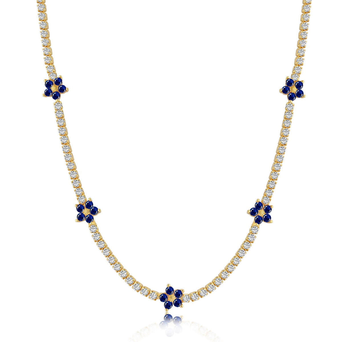 [Regal Gem Jewelry]Luxurious Colorful Flower Tennis Necklace