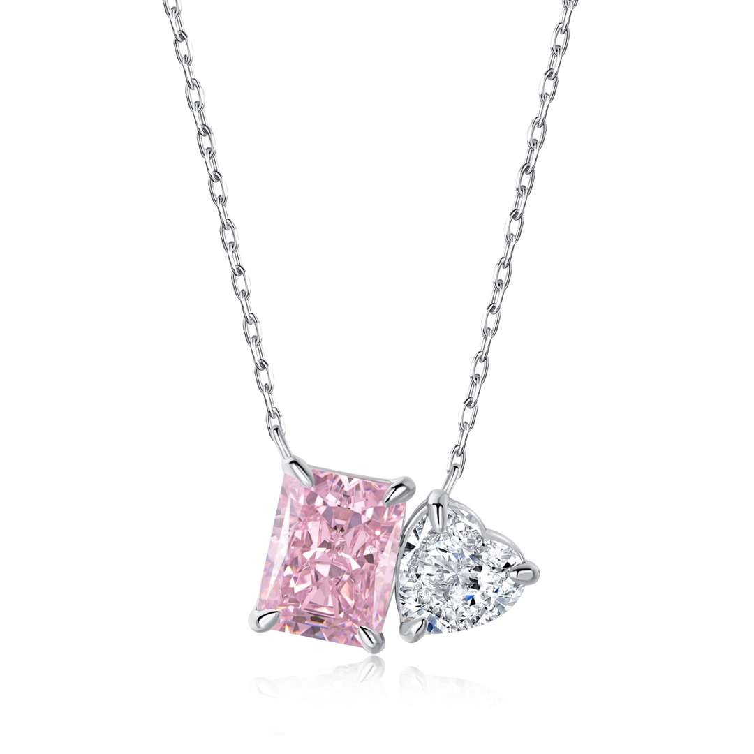 [Regal Gem Jewelry]Dazzling Square & Heart Shape Necklace