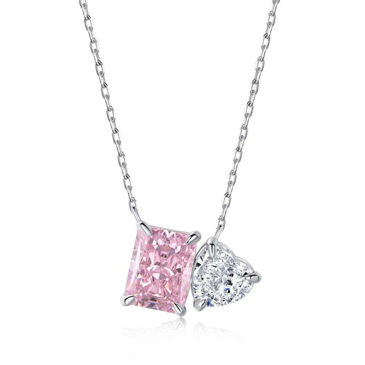 [Regal Gem Jewelry]Dazzling Square & Heart Shape Necklace