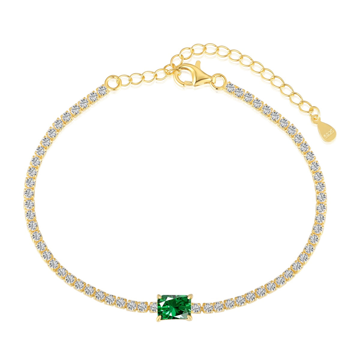 [Regal Gem Jewelry]1.0 Carat Unique Emerald Cut Banquet Bracelet