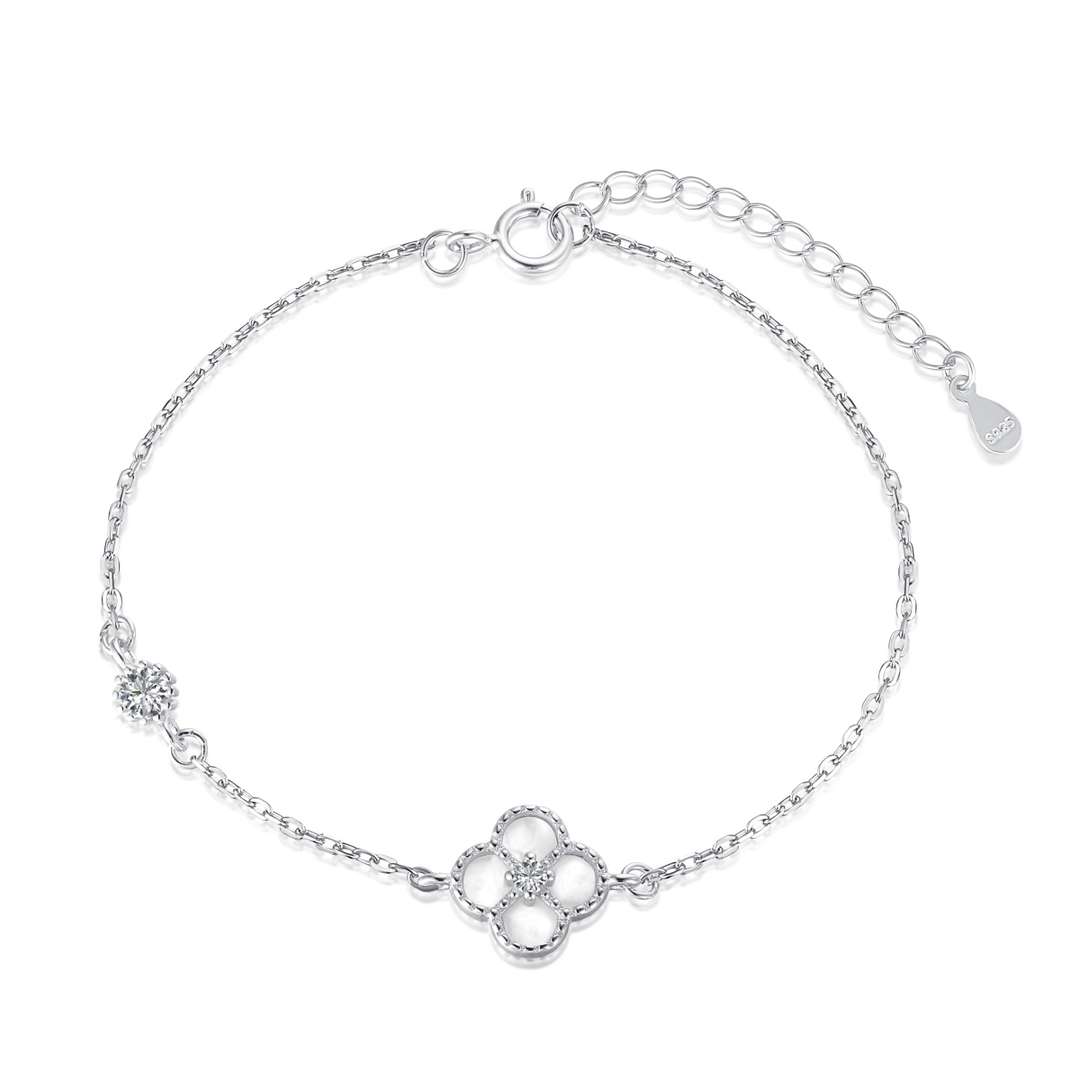 [Regal Gem Jewelry]Delicate Four Leaf Clover Bracelet