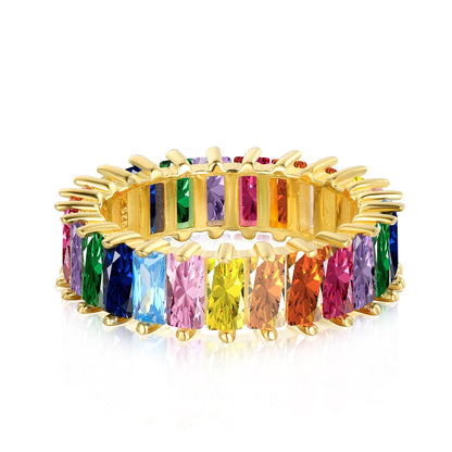 [Regal Gem Jewelry]Unique Colorful Radiant Cut RIng