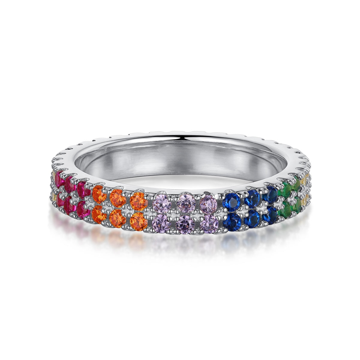[Regal Gem Jewelry]Unique Colorful Round Cut Tennis Ring