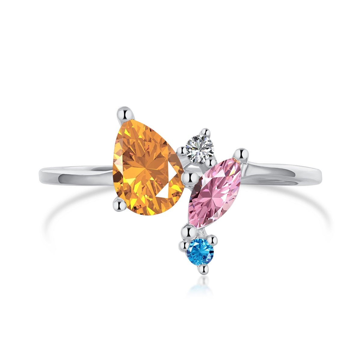 [Regal Gem Jewelry]Radiant Colorful Multi Cut Daily Ring