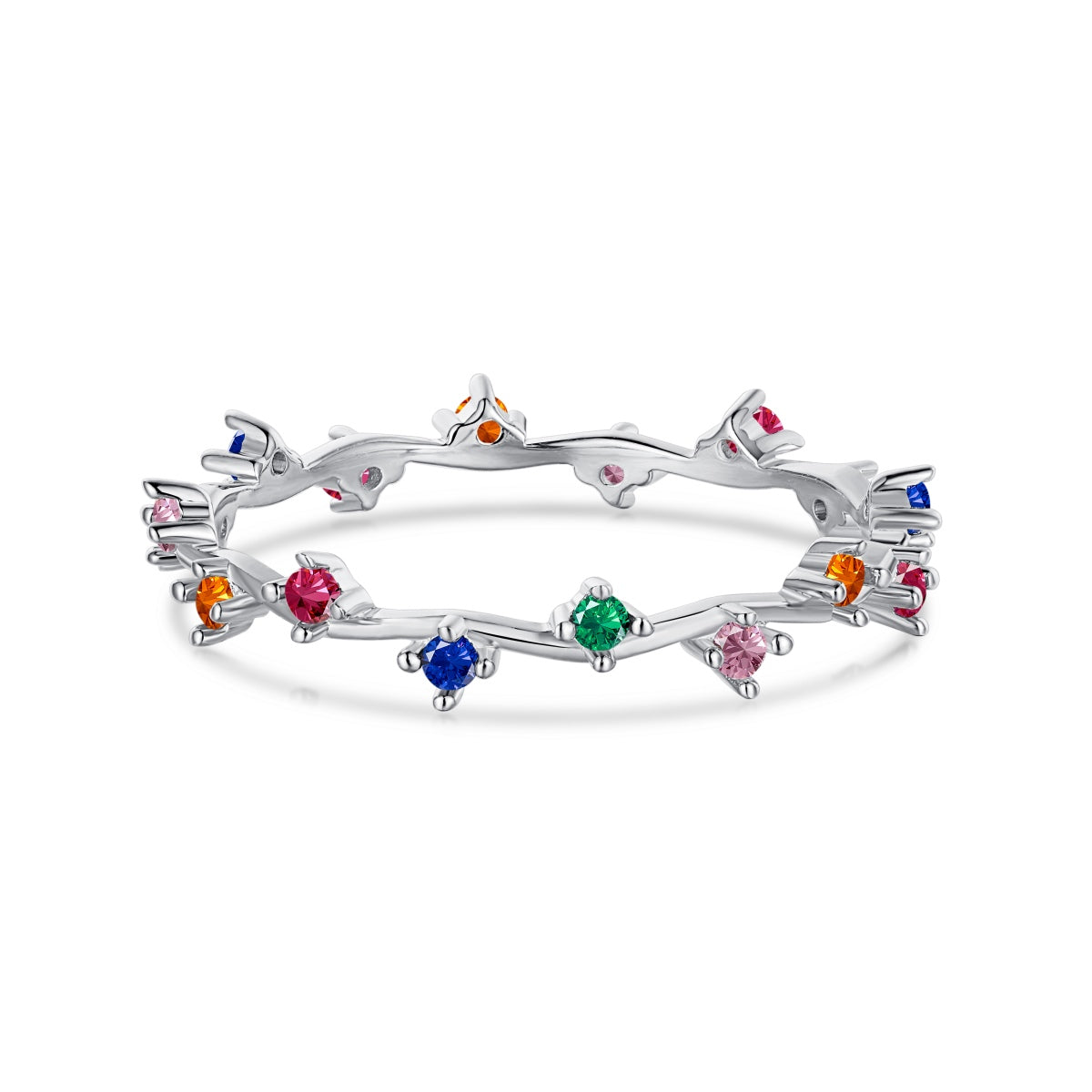 [Regal Gem Jewelry]Radiant Colorful Round Cut Daily Ring
