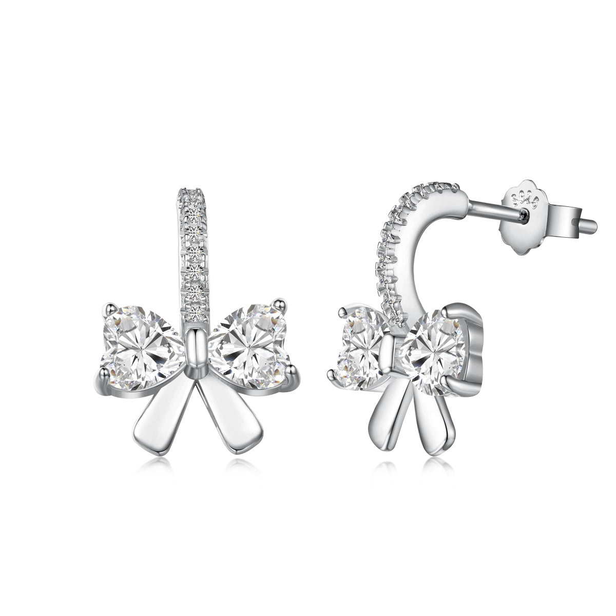 [Regal Gem Jewelry]Exquisite Earrings With Heart-Shaped Bow Design