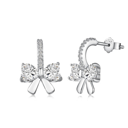[Regal Gem Jewelry]Exquisite Earrings With Heart-Shaped Bow Design