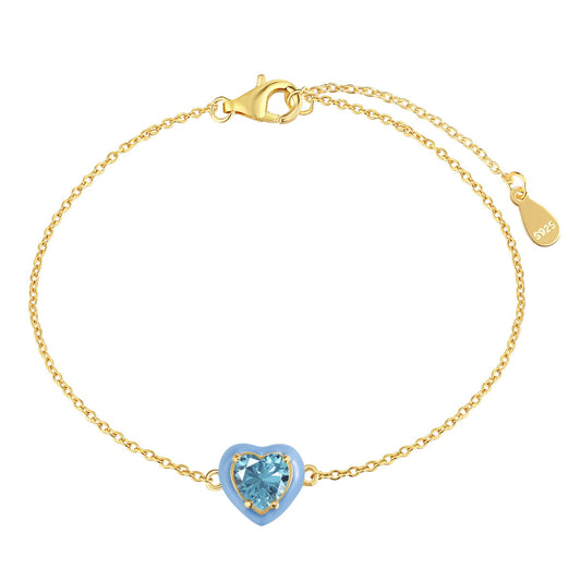 [Regal Gem Jewelry]Sparkling Romantic Heart Shape Lover Bracelet
