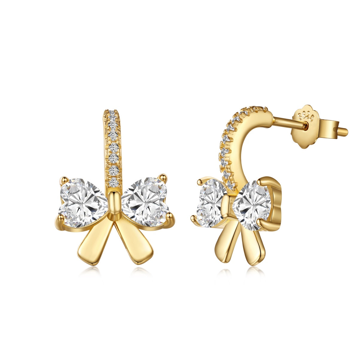 [Regal Gem Jewelry]Exquisite Earrings With Heart-Shaped Bow Design