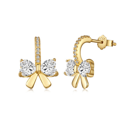 [Regal Gem Jewelry]Exquisite Earrings With Heart-Shaped Bow Design