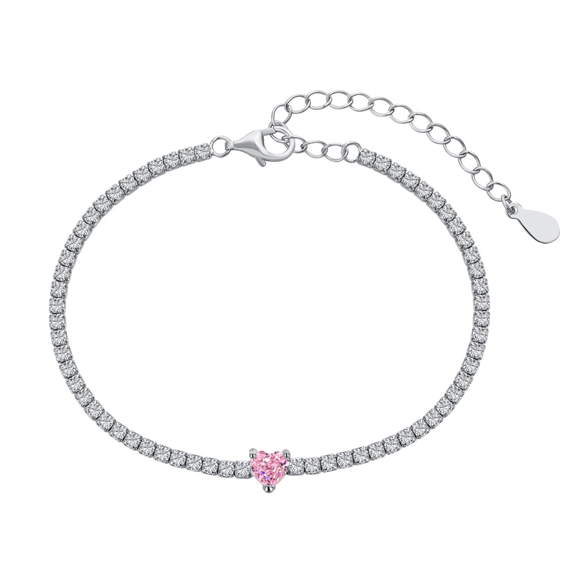 [Regal Gem Jewelry]0.5 Carat Elegant Romantic Heart Shape Lover Bracelet