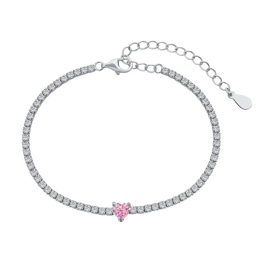 [Regal Gem Jewelry]0.5 Carat Elegant Romantic Heart Shape Lover Bracelet