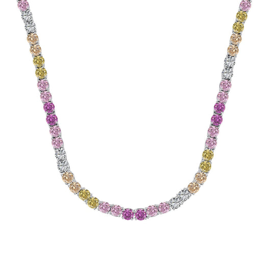 [Regal Gem Jewelry]Delicate Colorful Tennis Necklace