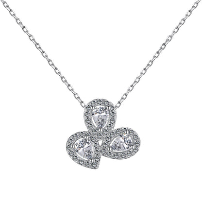 [Regal Gem Jewelry]Elegant Flower Shape Pear Cut Necklace