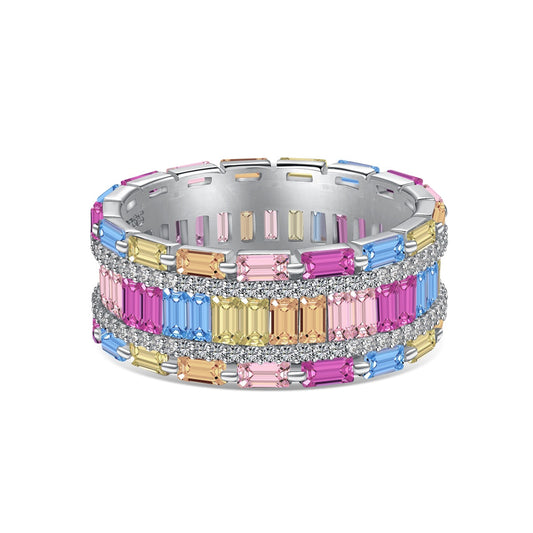 [Regal Gem Jewelry]Dazzling Colorful Radiant Cut Party Ring