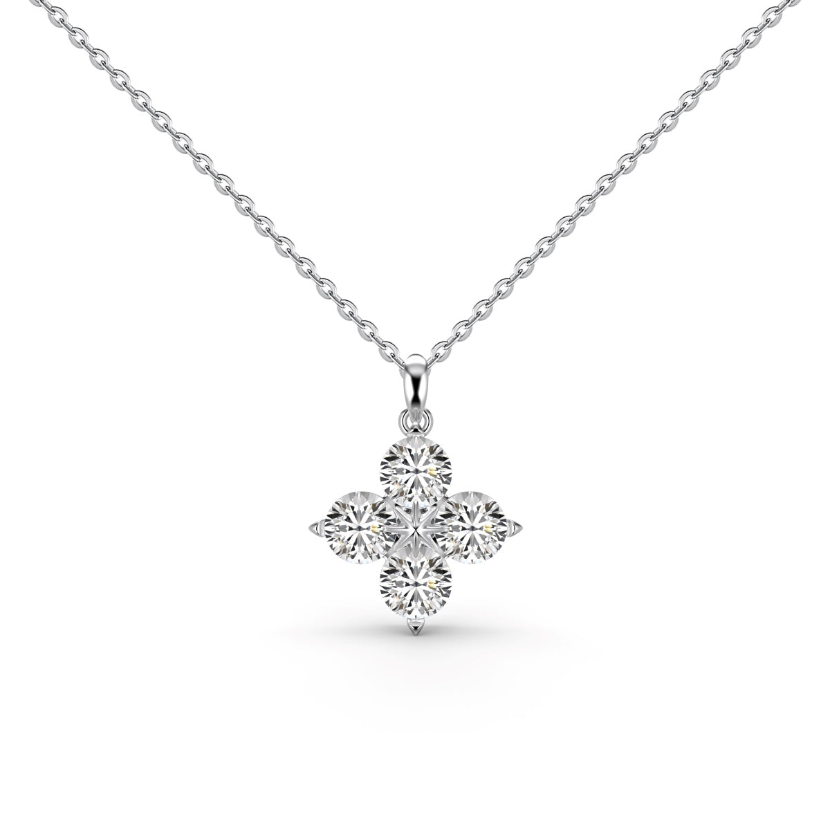 [Regal Gem Jewelry]Four-Leaf Clover And Eight-Pointed Star Necklace