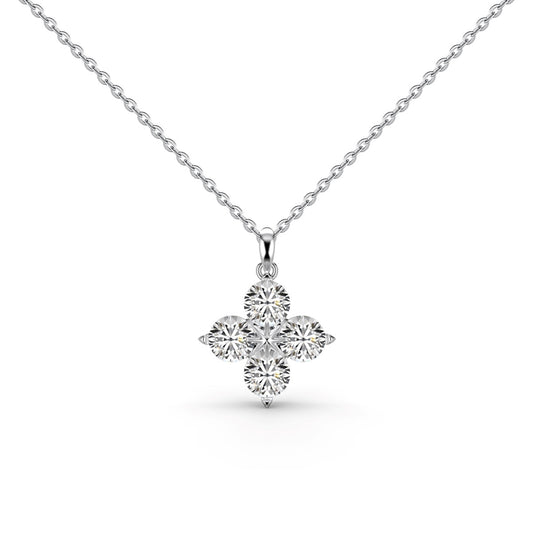 [Regal Gem Jewelry]Four-Leaf Clover And Eight-Pointed Star Necklace