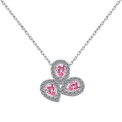 [Regal Gem Jewelry]Elegant Flower Shape Pear Cut Necklace