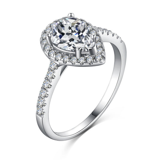 [Regal Gem Jewelry]1.0 Carat Luxurious Resplendent Water Drop Shape Wedding Ring