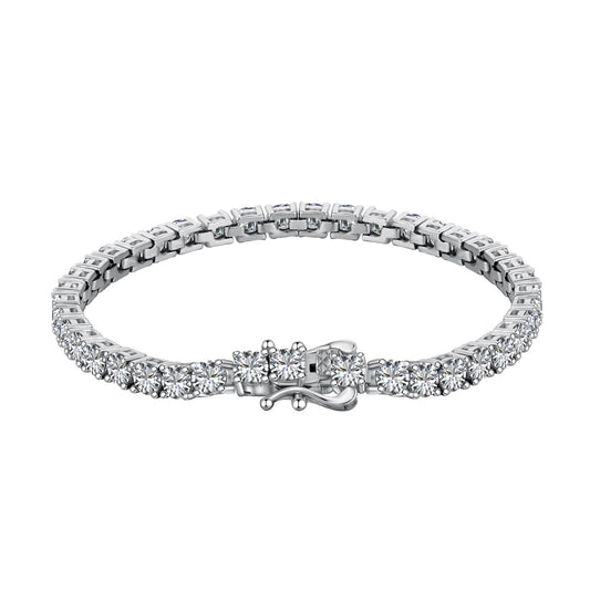 [Regal Gem Jewelry]Luxurious Ornate Round Cut Tennis Bracelet