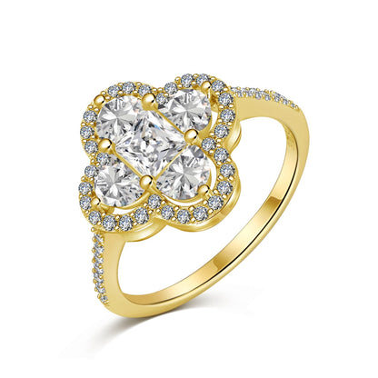 [Regal Gem Jewelry]Luxurious Eternity Flower Shape Banquet Ring