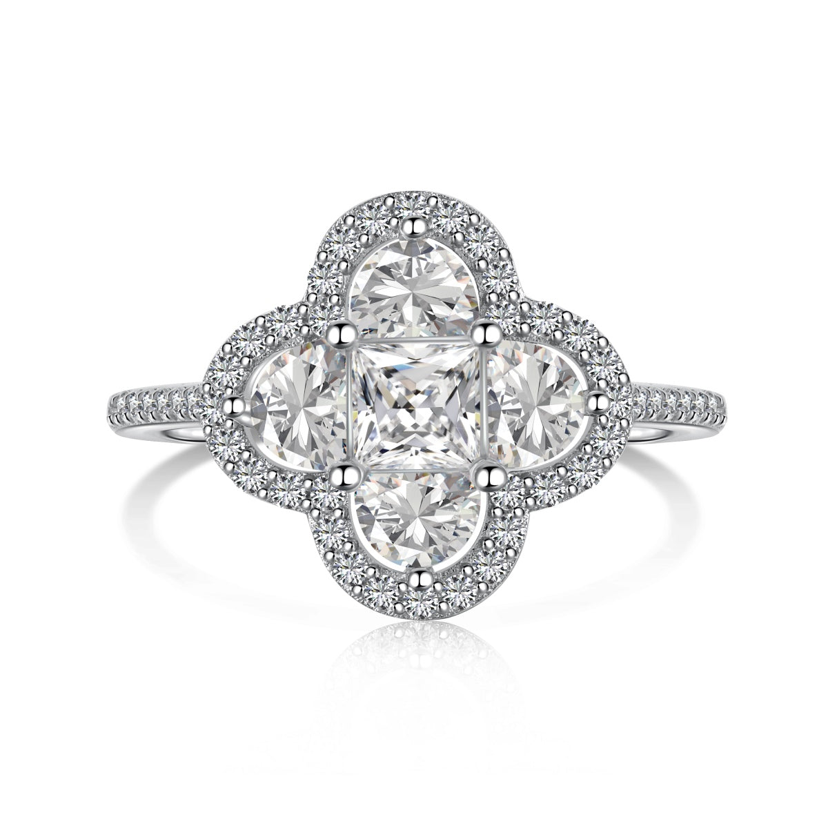 [Regal Gem Jewelry]Luxurious Eternity Flower Shape Banquet Ring
