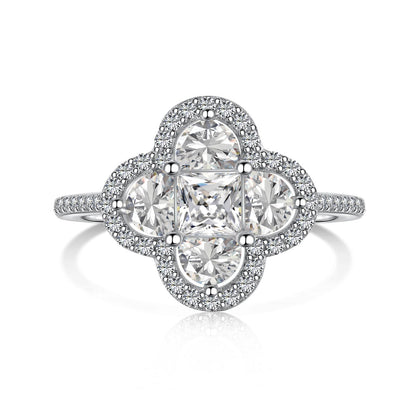 [Regal Gem Jewelry]Luxurious Eternity Flower Shape Banquet Ring