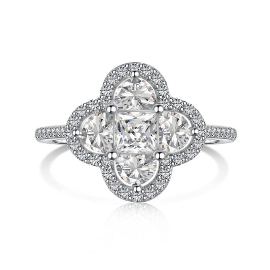 [Regal Gem Jewelry]Luxurious Eternity Flower Shape Banquet Ring