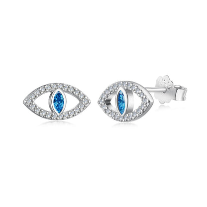 [Regal Gem Jewelry]Blue Devil Eyes Hollow Stud Earrings