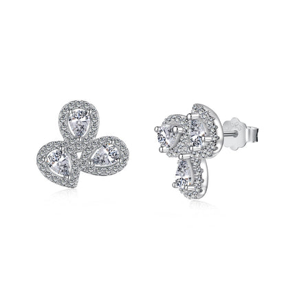 [Regal Gem Jewelry]Ornate Flower Shape Pear Cut Lover Earrings