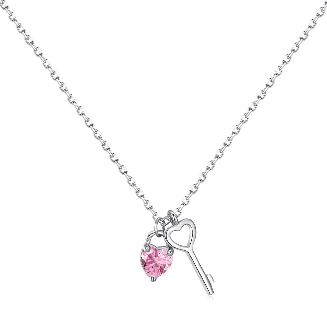 [Regal Gem Jewelry]Unique Heart Shape Key Pendent Necklace