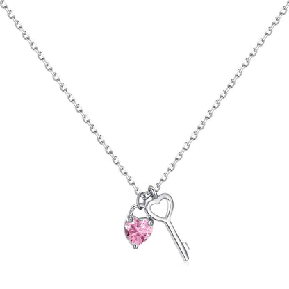 [Regal Gem Jewelry]Unique Heart Shape Key Pendent Necklace